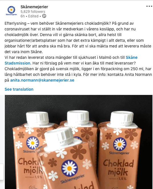Skånemejerier donerar chokladmjölk - sharing is caring
