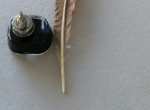 Penna av fjäder med bläck