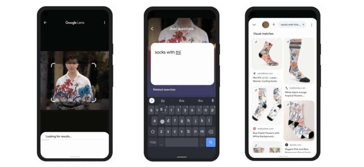 Bildserie på en telefon som gör en bildsökning på Google