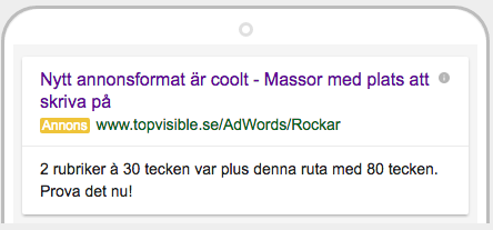 Google Expanded mobile text ads beta