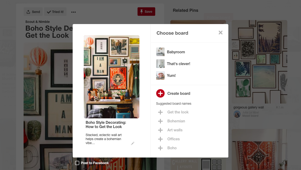 Spara föremål på Pinterest