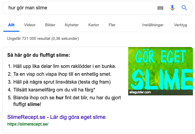 utvalda utdrag på google