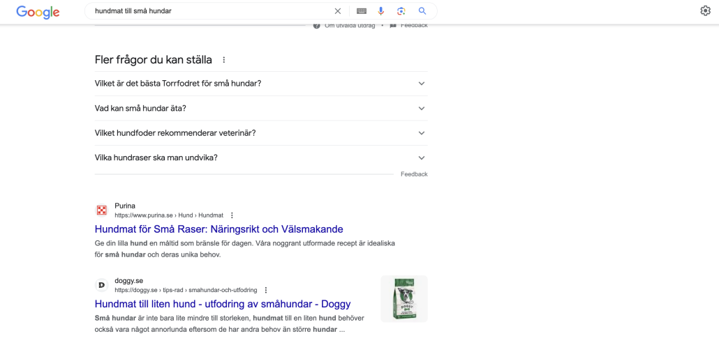 hundmat till små hundar