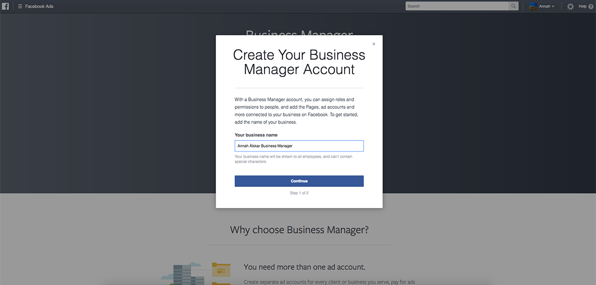 Create Business Manager Account