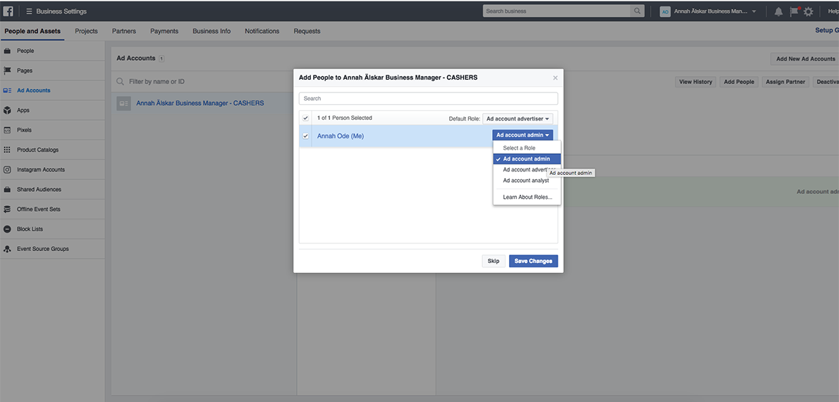 Add people ad account facebook business manager