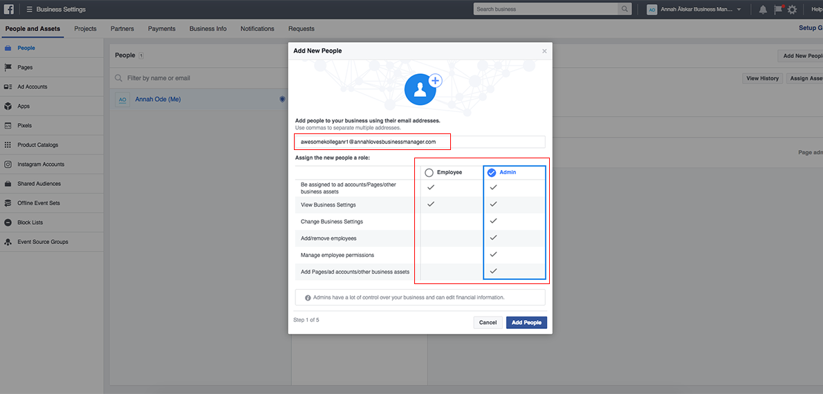 Add people to facebook business manager