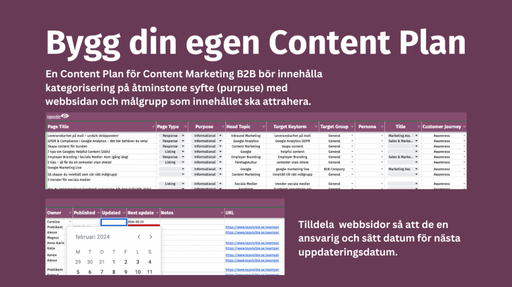 Bygg din egen content plan i ett spreadsheet