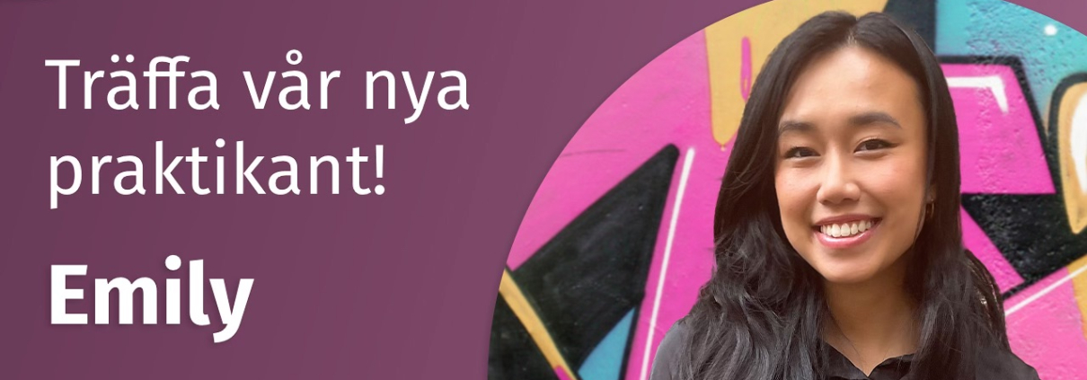 En header bild på Topvisibles nya praktikant Emily.