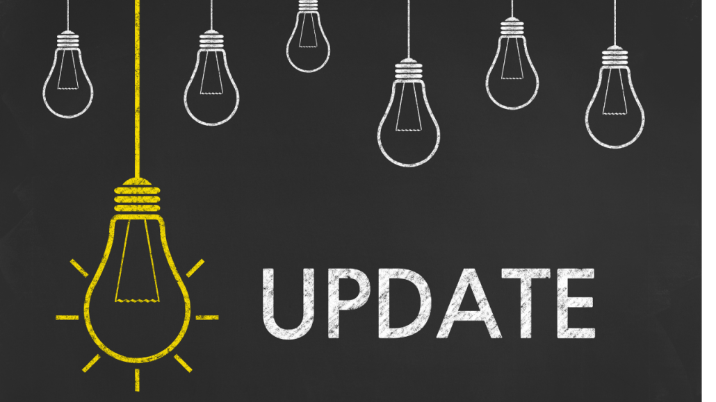 illustrativ bild - glödlampor och update-text