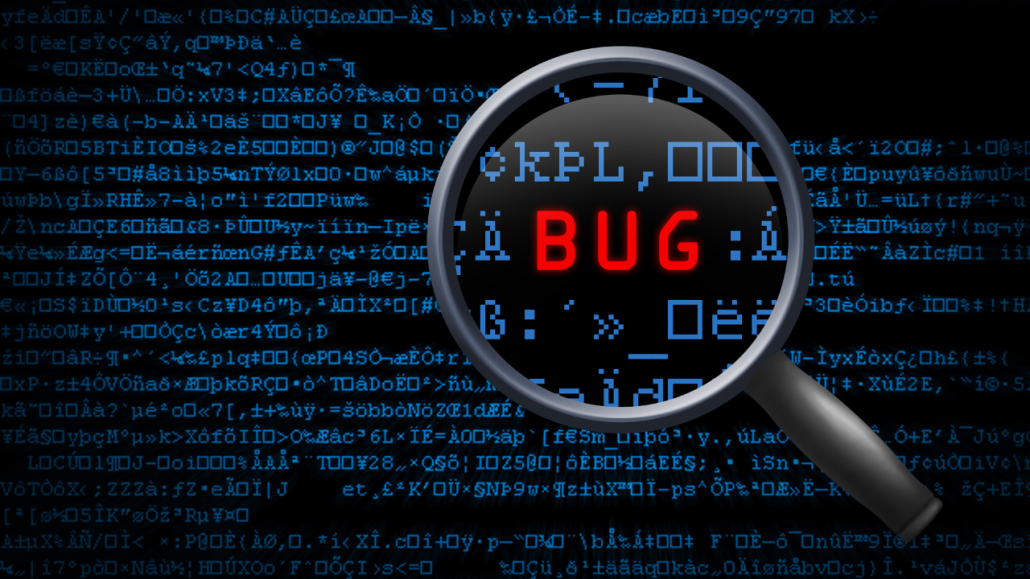 visar kod och ordet bug